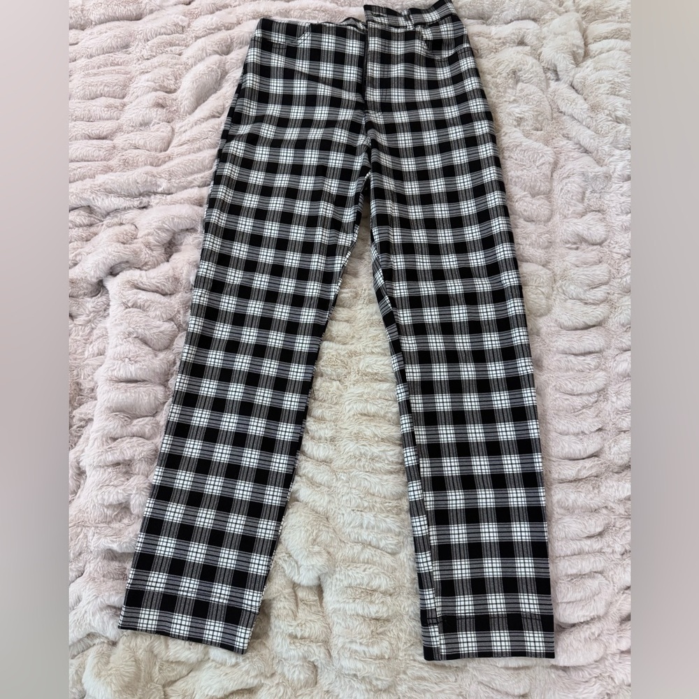 Hollister Co. ultra high-rise black and white gingham pants.
